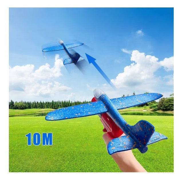 Pistol Cu Lansator De Avion, Din Polistiren+Plastic, +3 Ani, Avion 24 Cm, Lansare 10 M, Rosu/ - vivimall.ro