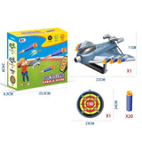 Jucaruie cu Lansator pentru Copii, Vivimall, Lanseaza Manual, Tinta, Avion, 20 de Gloante din Material Moale, Joc Interactiv, 24x23.5x6.3 cm, Gri - vivimall.ro