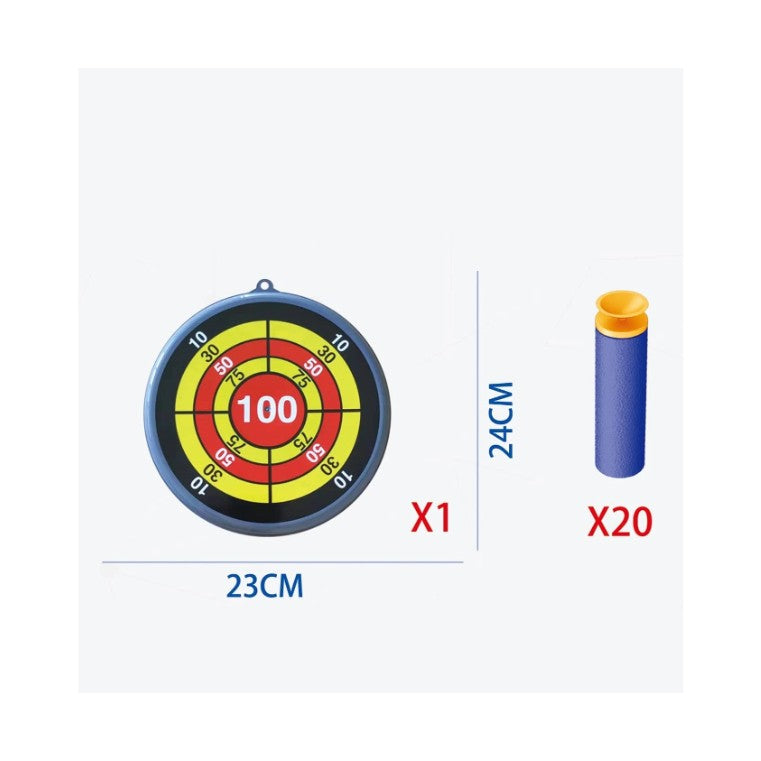 Jucaruie cu Lansator pentru Copii, Vivimall, Lanseaza Manual, Tinta, Avion, 20 de Gloante din Material Moale, Joc Interactiv, 24x23.5x6.3 cm, Gri - vivimall.ro