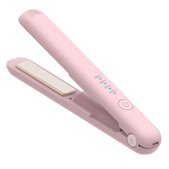 Placa de Par fara Fir, Vivimall, Adaptor Tip C, Tensiune 5V, Capacitate Baterie 3000 mAh, Indreptat, Ondulat, 4 Trepte de Temperatura, 21.8 x 3.1 x 3.4.1 cm, Roz - vivimall.ro