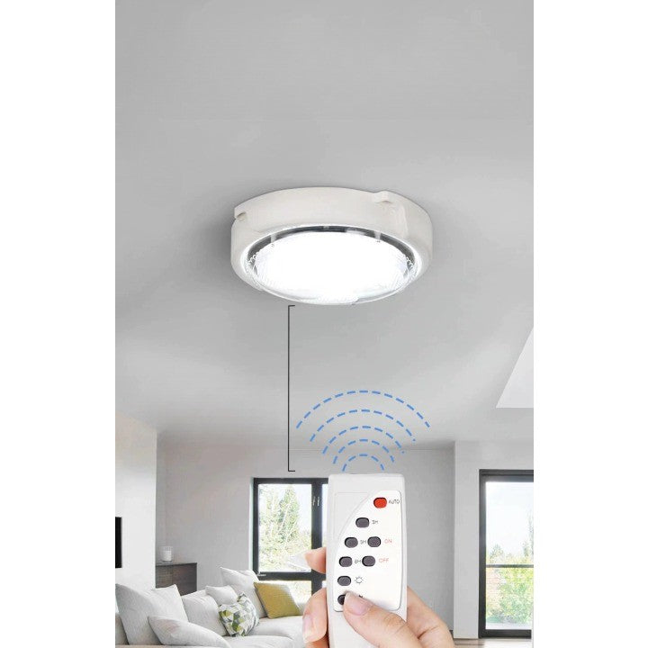 Plafoniera solara Vivimall, 100 W, diametru 240 MM, cu telecomanda, Lungime prelungitor: 4.6 m, alb rece - vivimall.ro