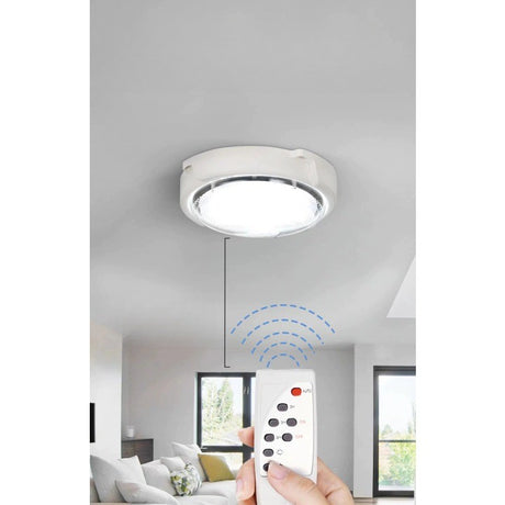 Plafoniera Solara, 30W, Diametru 145Mm, Cu Telecomanda, Lungime Prelungitor 4.6 M, Alb Rece - vivimall.ro