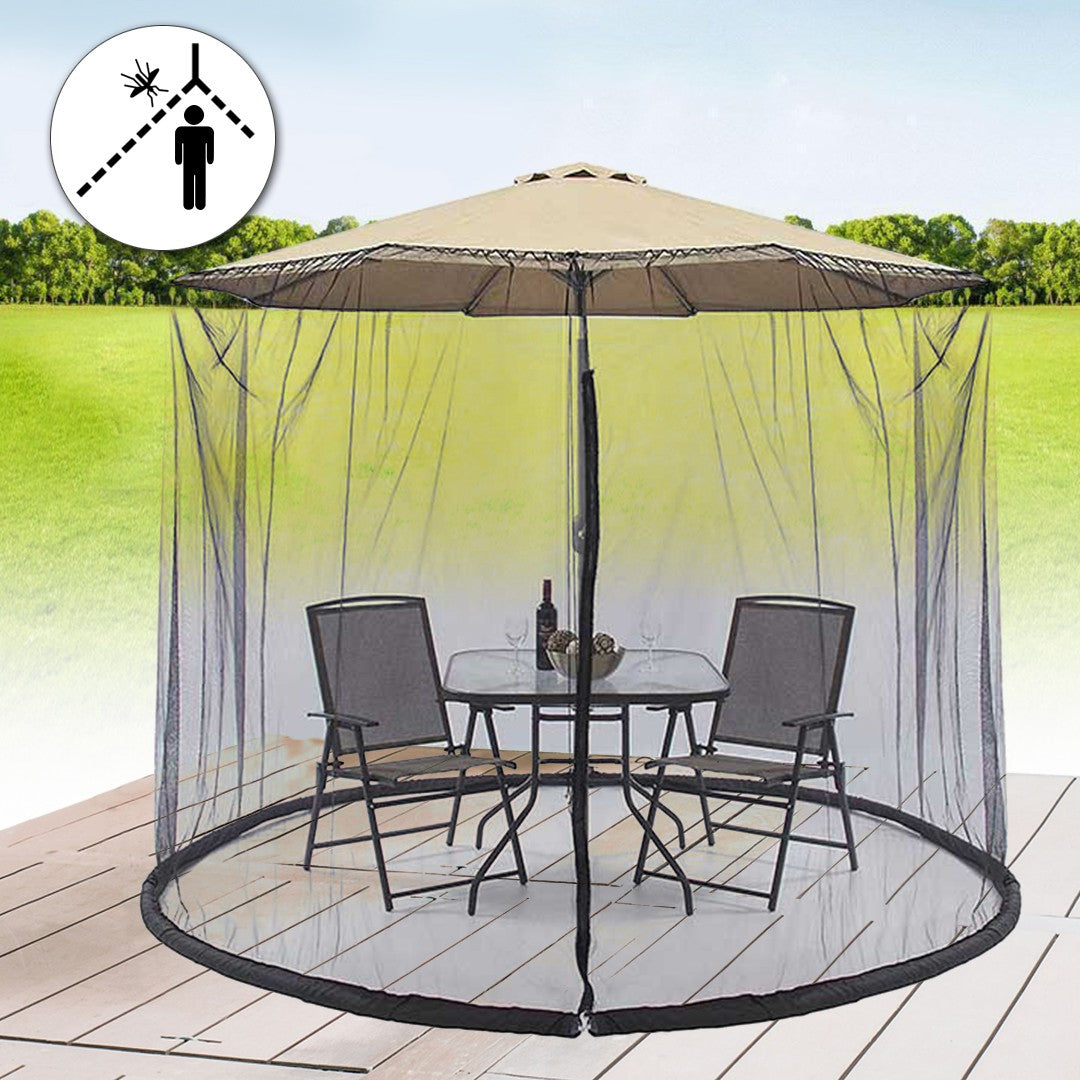 Plasa anti-tantari si insecte Vivimall, pentru umbrela de soare, inaltime 2.3, diametru 3 m, negru - vivimall.ro