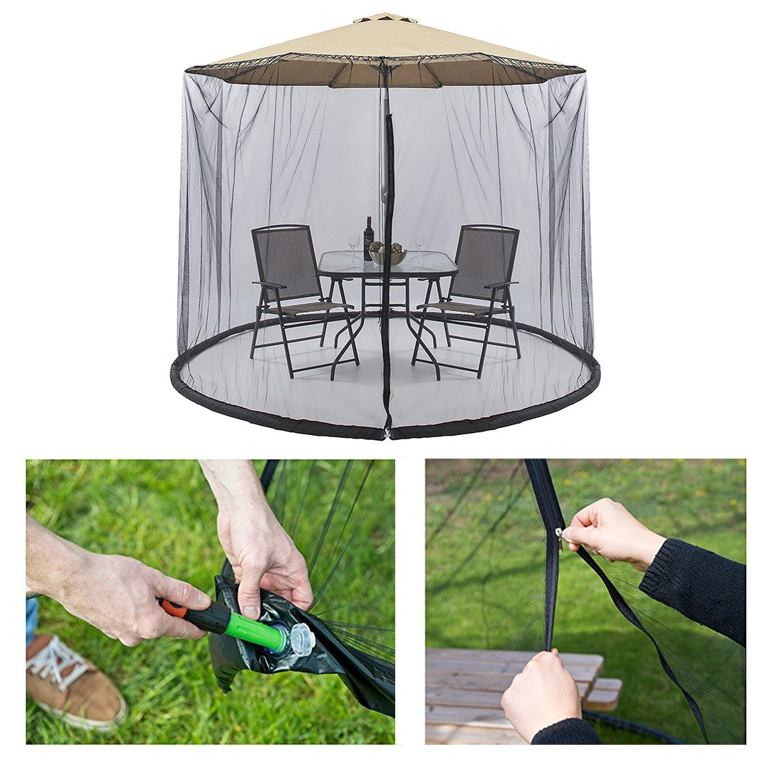 Plasa anti-tantari si insecte Vivimall, pentru umbrela de soare, inaltime 2.3, diametru 3 m, negru - vivimall.ro