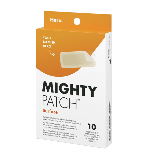 Plasturi hidrocoloidali cu acoperire extinsă Hero Mighty Patch Surface, pentru coșurile de pe față și corp, 10 bucăți - vivimall.ro