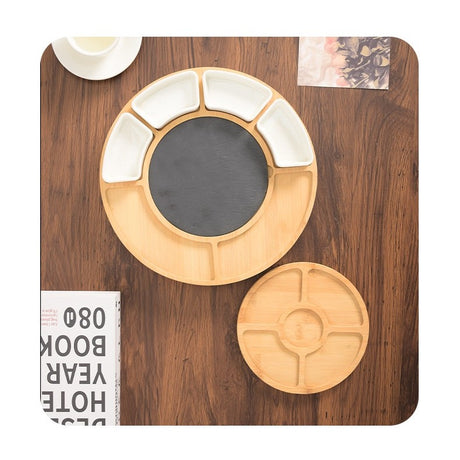 Platou Festiv, Vivimall, din Lemn, pentru Branzeturi si Aperitive, 18 Piese, Maro - vivimall.ro