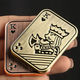 Jucarie Antistres Metalica, Flippy, Fidget Slider Premium, Model Poker King, Mecanism Magnetic Haptic, Otel Inoxidabil, pentru Adulti, 4.8 x 3.6, Auriu - vivimall.ro