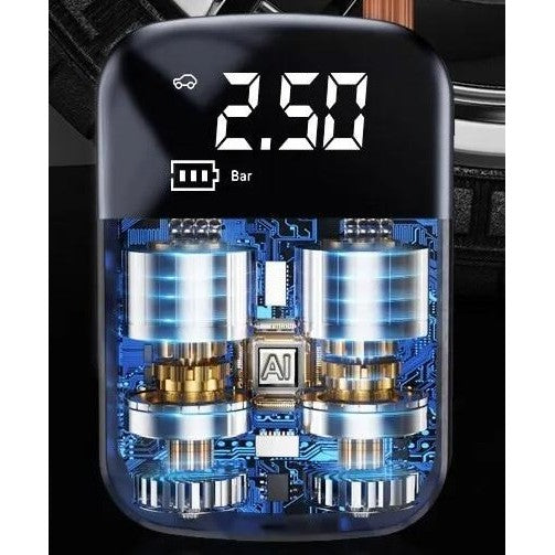 Pompa De Aer Wireless, Portabilă, 150 PSI, Pentru Anvelope Și Mingi, Baterie 2000 mAh, Afișaj Digital, 12,7 x 8,5 cm, Negru - vivimall.ro