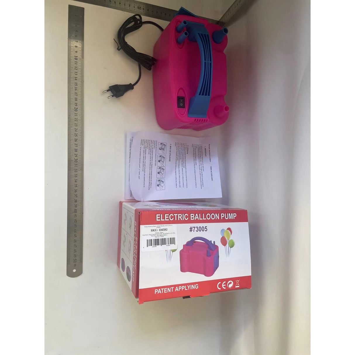 Електрическа помпа за балони, 600 W, розова с