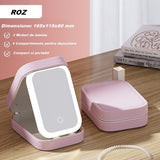Portfard, Geanta Cosmetice, Cu Oglinda Led, 3 Moduri De Lumina, Incarcare Usb, Baterie 1200 Mah, Pentru Organizarea Cosmeticelor, 4 Compartimente, Imitatie Piele