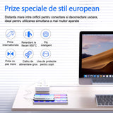 Prelungitor Multifunctional pentru Birou, Flippy, 3 Prize, 2 USB-A, 2 TYPE-C, Suport pentru Telefon, 3250W, Lungime Cablu 2 m, 11.4 x 12.4 cm, Alb - vivimall.ro