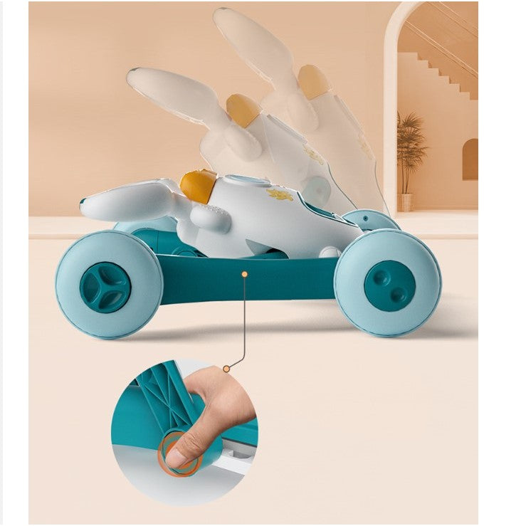 Premergator pentru copii Vivimall, pliabil, viteza ajustabila, maner antialunecare, cu lumini si muzica, 46 x 57 cm, loc depozitare jucarii, inaltime ajustabila, albastru - vivimall.ro