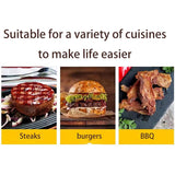 Presa Manuala Pentru Carne, Din Aliaj De Aluminiu, Maner Din Lemn, Presa Pentru Burgeri, Usor De Curatat Si Folosit, Patrata, 16X16X6 Cm, Neagra - vivimall.ro