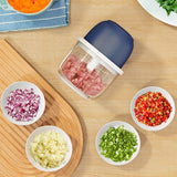 Tocator Electric pentru Bucatarie, Vivimall, Model Presa Electrica pentru Legume Fructe Carne Umpluturi Sosuri, Otel Inoxidabil, 14 x 10.5 x 10.5 cm, 350 ml, Albastru Inchis - vivimall.ro