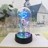 Trandafir in Cupola, Vivimall, cu Lumina Led Multicolora, Baterii, 8.5 x 15 cm, Albastru - vivimall.ro