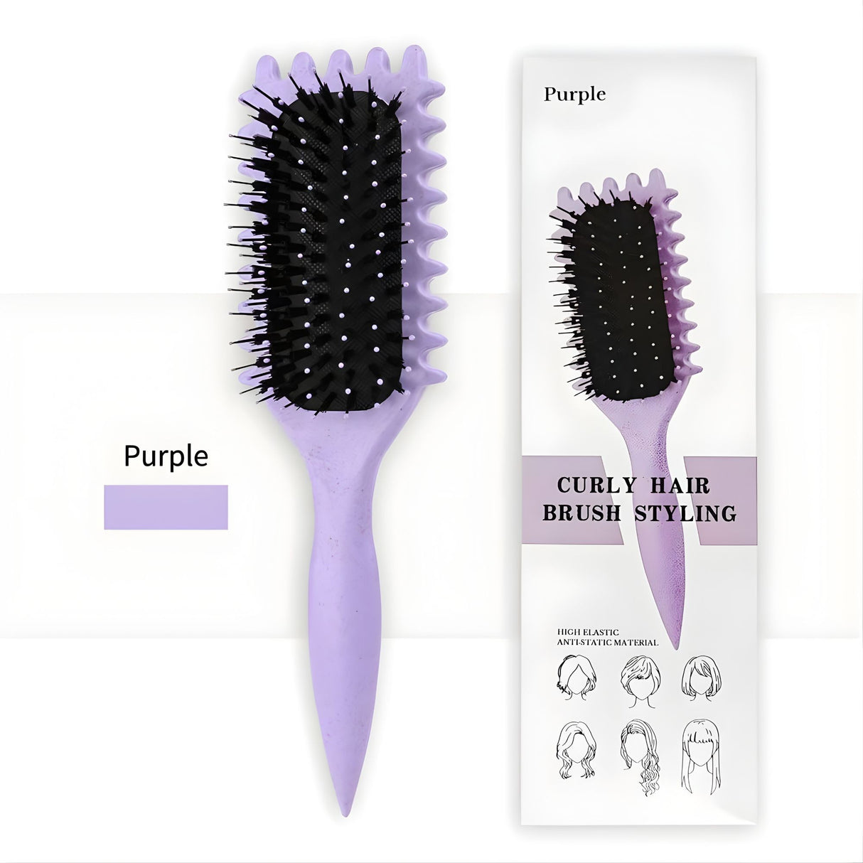 Perie Profesionala pentru Definirea Buclelor,Flippy, pentru Par Cret, Multifuncțională, Mov