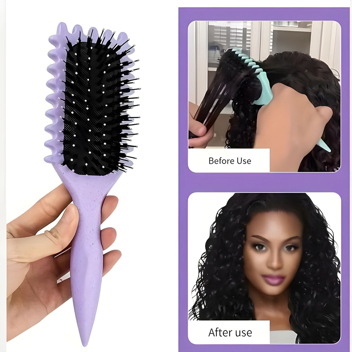 Perie Profesionala pentru Definirea Buclelor,Flippy, pentru Par Cret, Multifuncțională, Mov