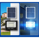 Proiector LED SMD 65W cu incarcare solara Vivimall, panou solar, cu telecomanda, suport prindere, material ABS, 3AH, 114 LED-uri, 271Lm, 20x15 cm, negru - vivimall.ro