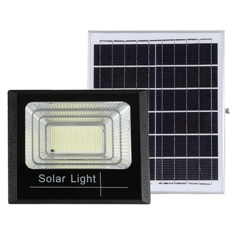 Proiector LED SMD 800W cu incarcare solara Vivimall, panou solar, cu telecomanda, suport prindere, material ABS, 20AH, 966 LED-uri, temperatura culoare 6500k, 32x26x9 cm, negru - vivimall.ro