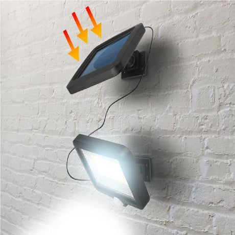 Lampa Solara LED 120 COB, Vivimall, 6 Grile, Senzor de Lumina si Miscare, Lungime Cablu 4.8 m, Lumina Alba - vivimall.ro