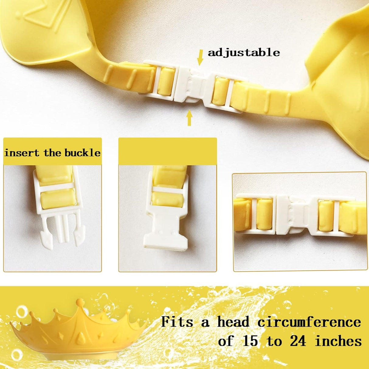 Viziera De Protectie Baie Pentru Copii, Fippy, Model Coroana, Dimensiune Ajustabila, Durabil, Usor De Curatat, Impotriva Samponului, Pentru Ochi Si Urechi, Tpe+Pp, Galbena - vivimall.ro