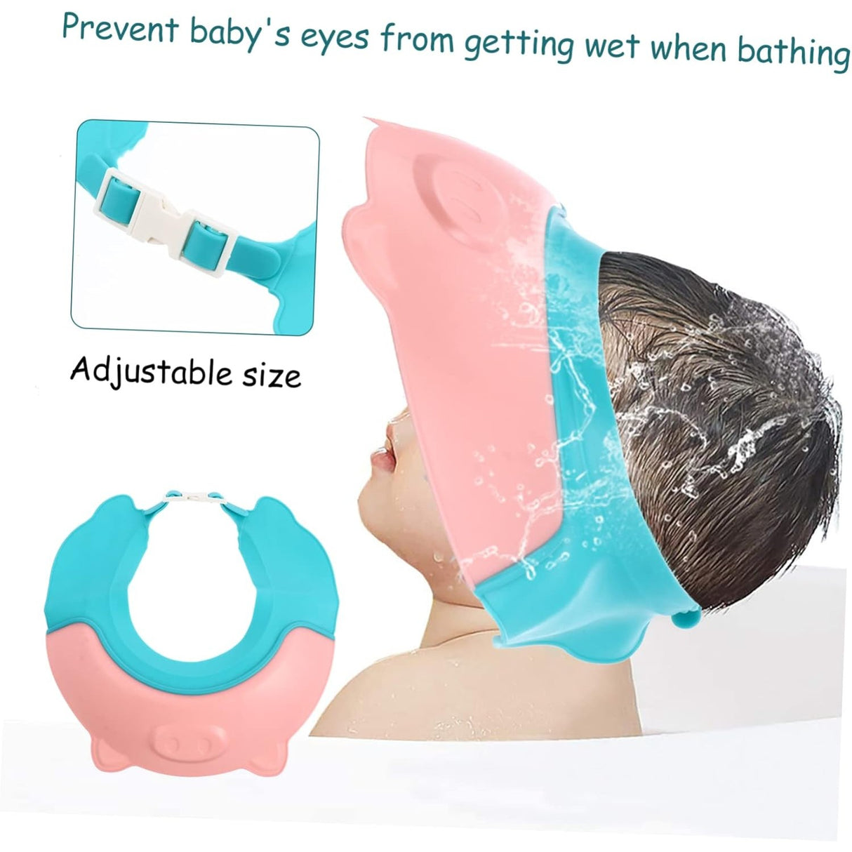 Viziera De Protectie Baie Pentru Copii, Fippy, Model Purcelus, Dimensiune Ajustabila, Durabil, Usor De Curatat, Impotriva Samponului, Pentru Ochi Si Urechi, Tpe+Pp, 23X23 Cm - vivimall.ro