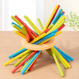 Jucarie Interactiva  Montessori, Flippy, 3 in 1 din Lemn, Joc Educativ pentru Copii, Turnul cu Betisoare si Bile, Dezvolta Motricitatea Fina si Logica, 3 ani+, Multicolor - vivimall.ro