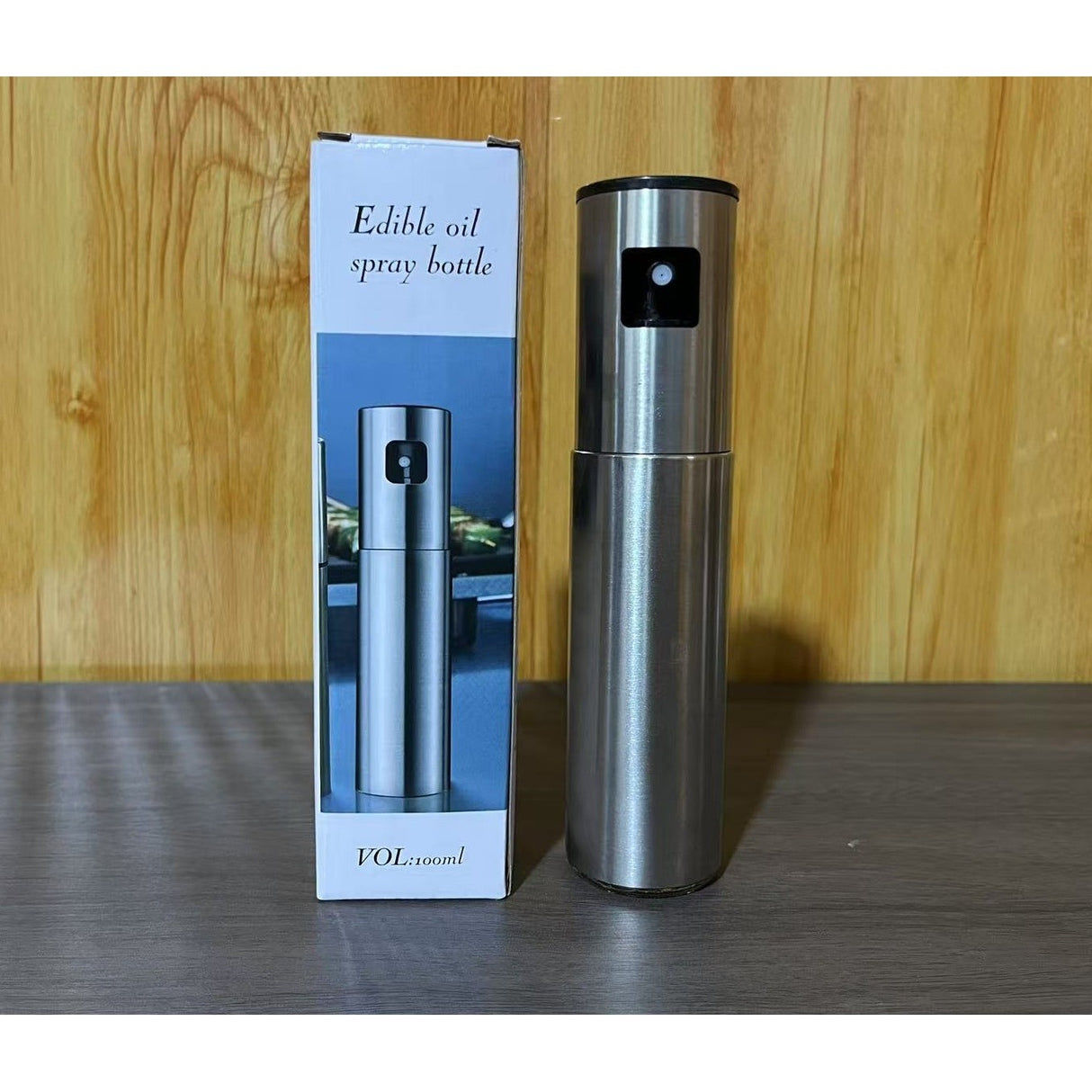 Pulverizator Ulei, Otet, Vivimall, din Otel Inoxidabil, 100 ml, Reincarcabil, 18.3 x 4.3 cm, Argintiu - vivimall.ro