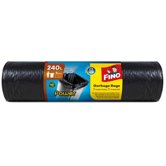 Saci Menajeri Pentru Gunoi, FINO, Power, LDPE, 240 l, 8 Bucati/Rola - vivimall.ro