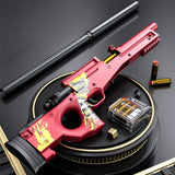 Pusca de Jucarie AWM Ultrarealista, Vivimall, Manuala, cu Luneta, 10 de Proiectile din Spuma Moale, 5 Cartuse, 106 cm, 14 ani+, Rosu - vivimall.ro