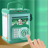 Pusculita pentru Copii, Vivimall, pusculita pentru economii SMART BOX cu efecte sonore, Tip ATM, cu Parola cu Amprenta, din plastic, 20 x 13.5 x 11.5 cm Verde - vivimall.ro