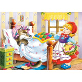 Puzzle 60 de Piese din Lemn in Cutie Metalica, Vivimall, Model Scufita Rosie, Educativ, Dezvoltare Abilitati Cognitive, pentru Prescolari, 22.5x13.5 cm, Multicolor - vivimall.ro