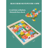 Puzzle din Lemn Vivimall, Tip Tetris, +4 Ani, cu Animale Colorate 3D, 40 Piese, Multicolor - vivimall.ro