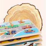 Puzzle Montessori Din Lemn Pentru Copii, 0-3 Ani, 3D, Model Instrumente Matematice, Educativ, Intuitiv, Creativ, 9 Piese, 30X22.5X0.8 Cm, Multicolor - vivimall.ro