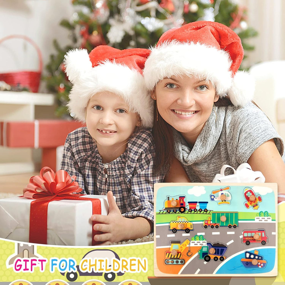 Puzzle Montessori din Lemn pentru Copii, Vivimall, 0-3 Ani, 3D, Model Transporturi, Educativ, Intuitiv, Creativ, 9 Piese, 30x22.5x0.8 cm, Multicolor - vivimall.ro