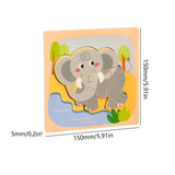 Puzzle Montessori Din Lemn Pentru Copii, 3D, 0-3 Ani, Model Elefant, Educativ, Intuitiv, Creativ, 4 Piese, 15X15X0.5 Cm, Multicolor - vivimall.ro