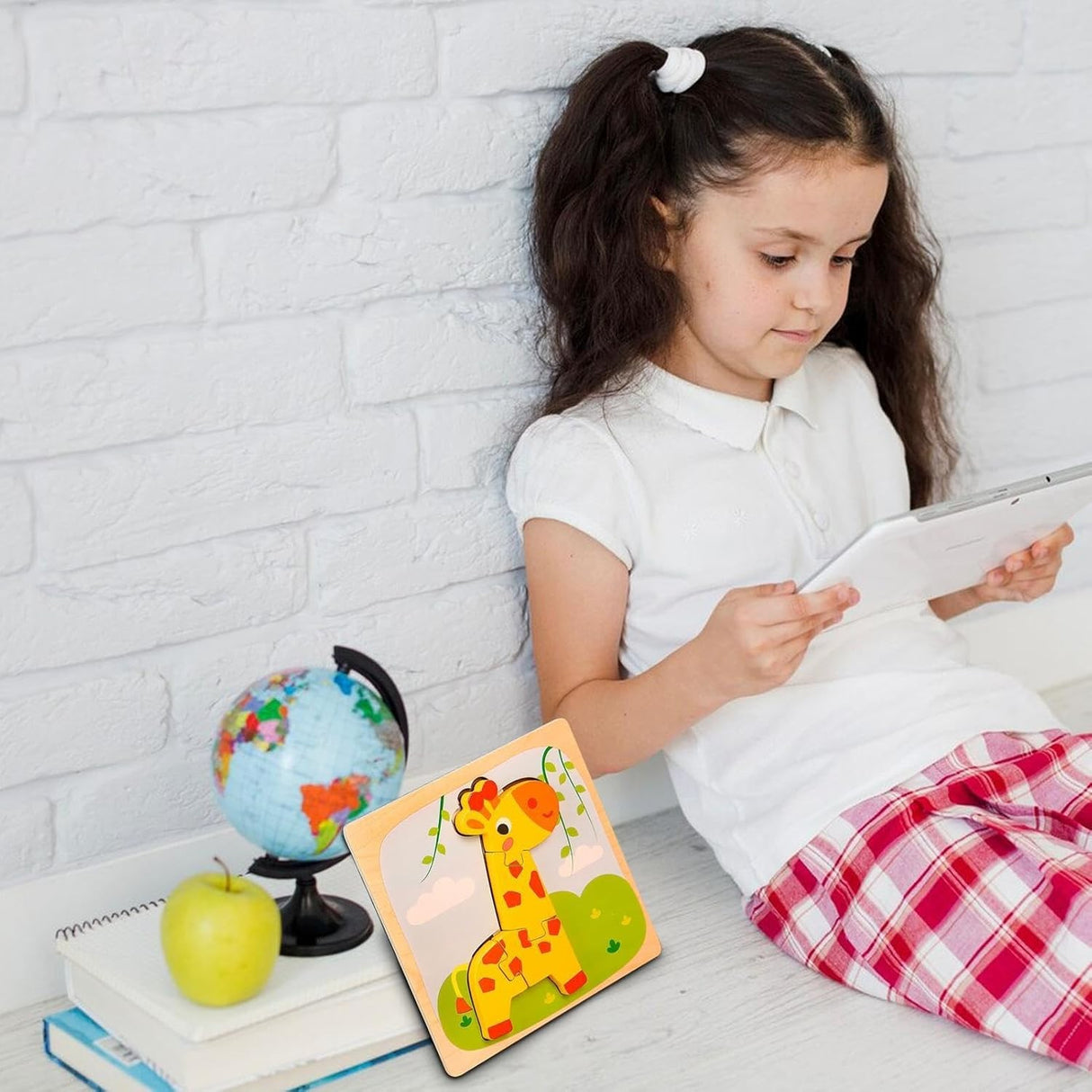 Puzzle Montessori Din Lemn Pentru Copii, 3D, 0-3 Ani, Model Girafa, Educativ, Intuitiv, Creativ, 4 Piese, 15X15X0.5 Cm, Multicolor - vivimall.ro