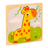 Puzzle Montessori Din Lemn Pentru Copii, 3D, 0-3 Ani, Model Girafa, Educativ, Intuitiv, Creativ, 4 Piese, 15X15X0.5 Cm, Multicolor - vivimall.ro