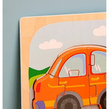 Puzzle Montessori din Lemn pentru Copii, Vivimall, 3D, 0-3 Ani, Model Masina, Educativ, Intuitiv, Creativ, 5 Piese, 15x15x0.5 cm, Multicolor - vivimall.ro
