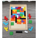 Puzzle Montessori, Vivimall, din Lemn, Tip Tetris, +36 Luni, Forme Neregulate, 40 Piese, 26.5 x 17.7 cm, Multicolor - vivimall.ro