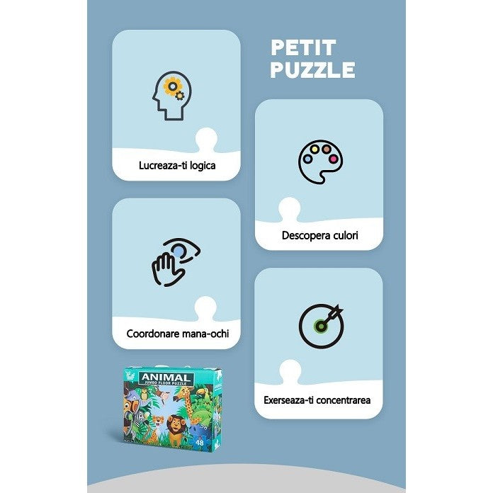 Puzzle pentru copii, jungla cu animale, 48 de piese - vivimall.ro