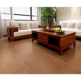 Set 36 Placi Autoadezive pentru Pardoseala, Flippy, din PVC, Impermeabil, Ignifug, Usor de Curatat, Dimensiune Placa 91.44 x 15.24 cm, Grosime 1.5 mm, Acoperire 5 m2, Model 7, Caramiziu - vivimall.ro