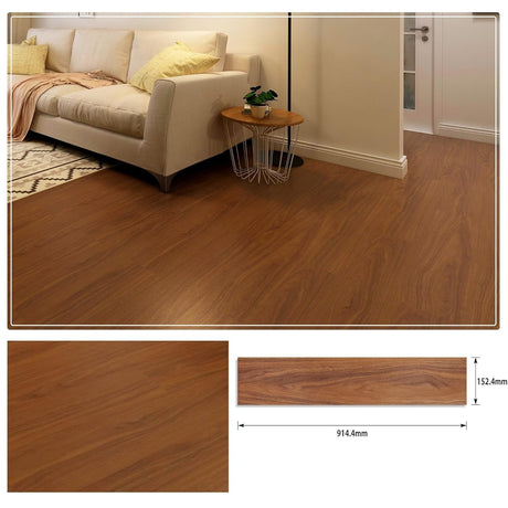 Set 36 Placi Autoadezive pentru Pardoseala, Flippy, din PVC, Impermeabil, Ignifug, Usor de Curatat, Dimensiune Placa 91.44 x 15.24 cm, Grosime 1.5 mm, Acoperire 5 m2, Model 8, Caramiziu - vivimall.ro