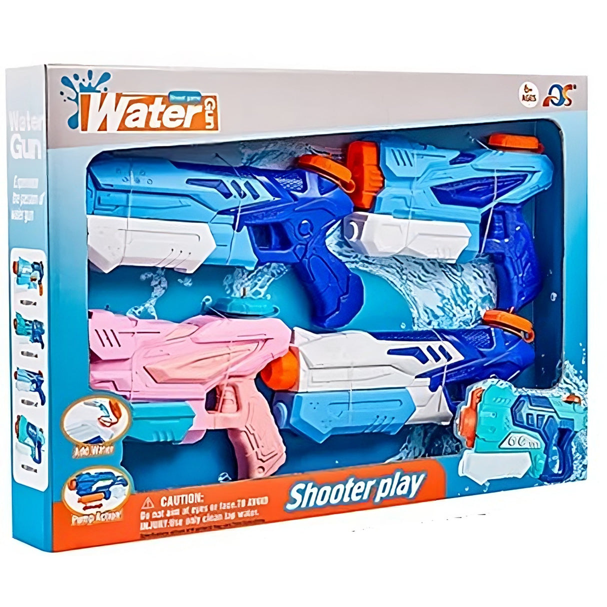 Set 4x Pistol cu Apa pentru Copii, Vivimall, 6ani+, Albastru+Roz, 300 ML - vivimall.ro