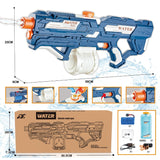Pistol cu Apa pentru Copii, Rezervor 600ml, Vivimall, 14ani+, cu baterie 1500mAh, Electric Burst, Albastru/Alb, 1000ML - vivimall.ro