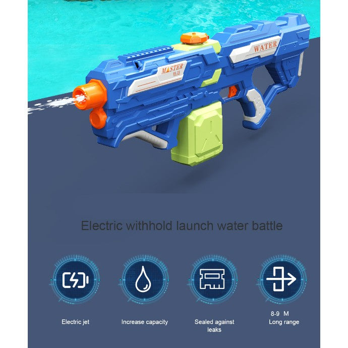 Pistol cu Apa pentru Copii, Rezervor 600ml, Vivimall, 14ani+, cu baterie 1500mAh, Electric Burst, Albastru/Verde, 800ML - vivimall.ro