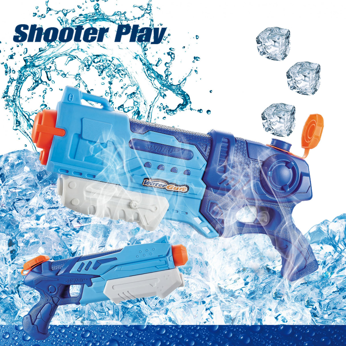 Pistol cu Apa pentru Copii, Rezervor, Pentru Piscina/Plaja, Vivimall, 6ani+,  Albastru, 990ML - vivimall.ro