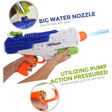 Set 2X Pistol Cu Apa Pentru Copii, Rezervor, Pentru Piscina/Plaja, 6Ani+, Roz + Albastru, 1200 Ml - vivimall.ro