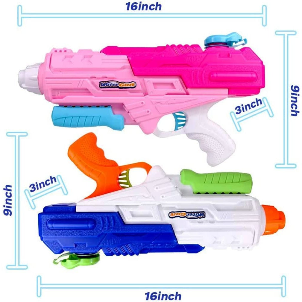 Set 2X Pistol Cu Apa Pentru Copii, Rezervor, Pentru Piscina/Plaja, 6Ani+, Roz + Albastru, 1200 Ml - vivimall.ro