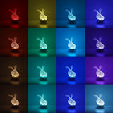 Lampa LED decorativa, Vivimall, 3D, Iepure, cu USB si baterii, 20 cm inaltime, din material acril, lumina multicolora si telecomanda inclusa, alb - vivimall.ro